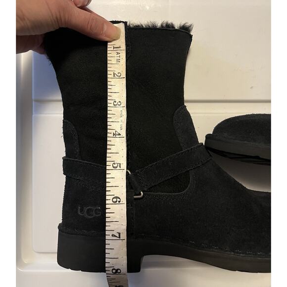 UGG Lined Boots Black Aveline Harness Strap Suede Womens Size US 5/EU 36 1112469 - Picture 11 of 13